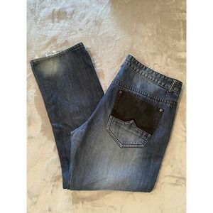 INC Jeans Mens 38x32 Blue Berlin Slim Straight Black Pocket Streetwear Hipster